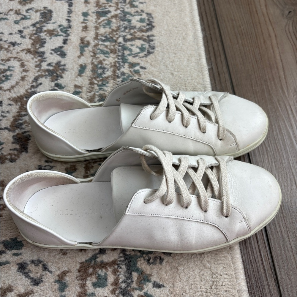 Freda Salvador White Leather Lace-Up Sneakers - Picture 2 of 5
